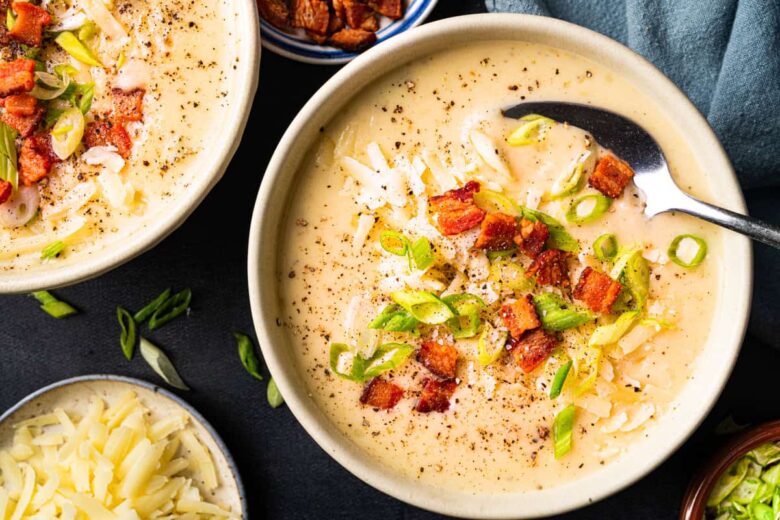 Creamy Potato Soup with Bacon and Cheddar